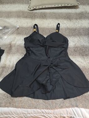 Black Women’s Swimdress with Built-In Brief